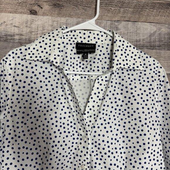 Foxcroft Women's White Button-Down Dress Shirt Wrinkle-Free Fitted Stretch 14 - Picture 3 of 10